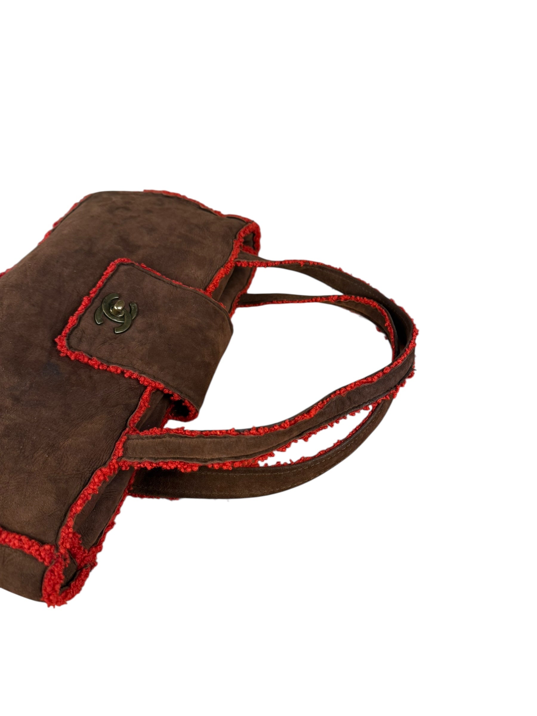 Chanel 1998 Coco Mark Brown Suede Handbag