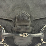 Gucci GG Vintage Black Horsebit Flap Shoulder Bag