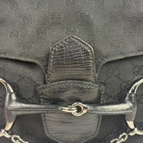 Gucci GG Vintage Black Horsebit Flap Shoulder Bag