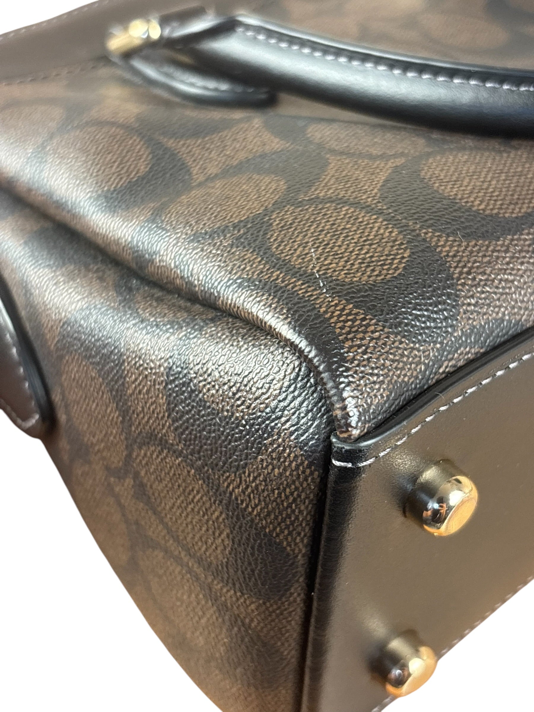 Coach Brown/Black Canvas Mini Darcie Carryall Two-Way Bag