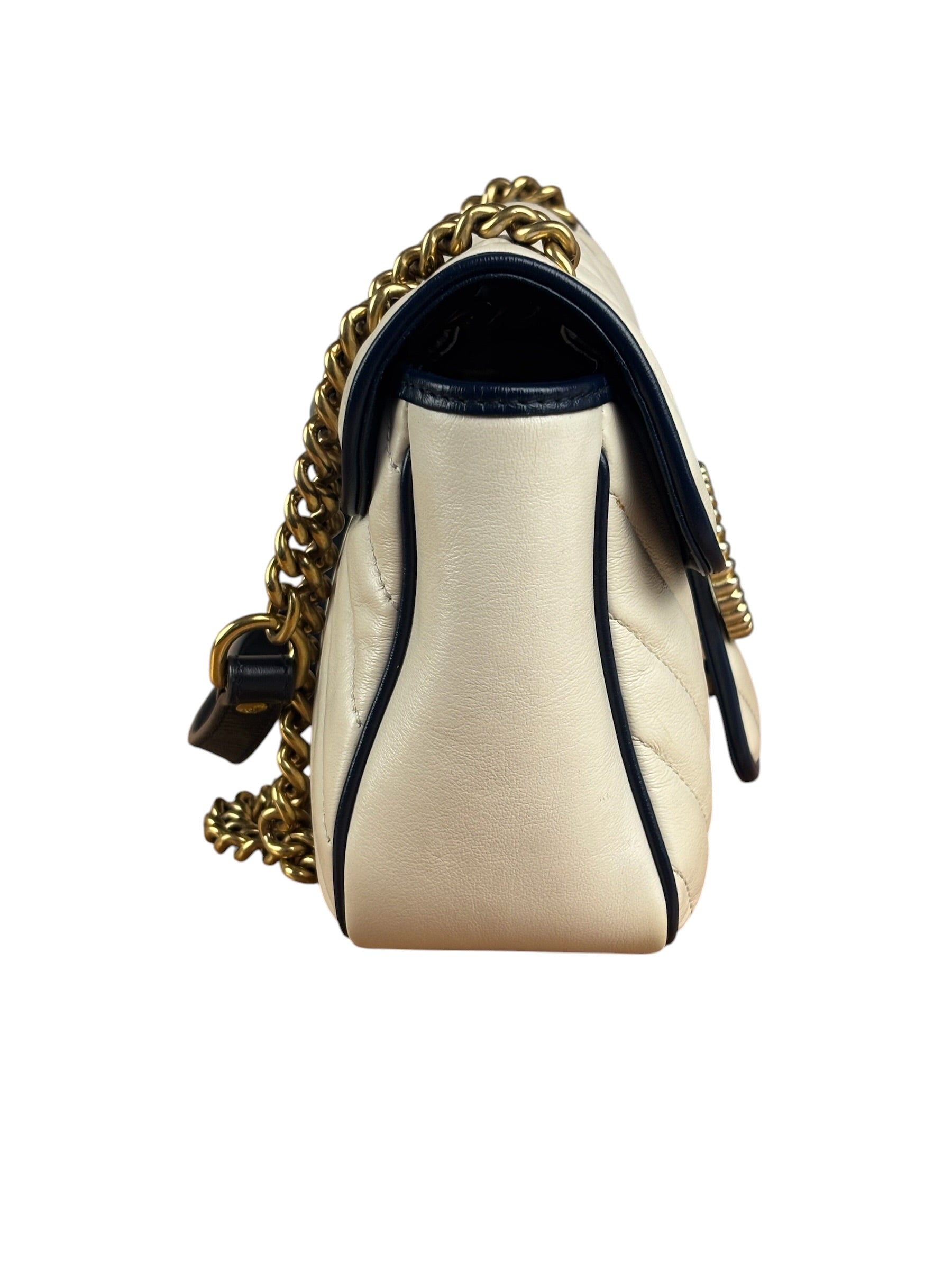 Gucci GG Marmont Cream & Navy Flap Bag