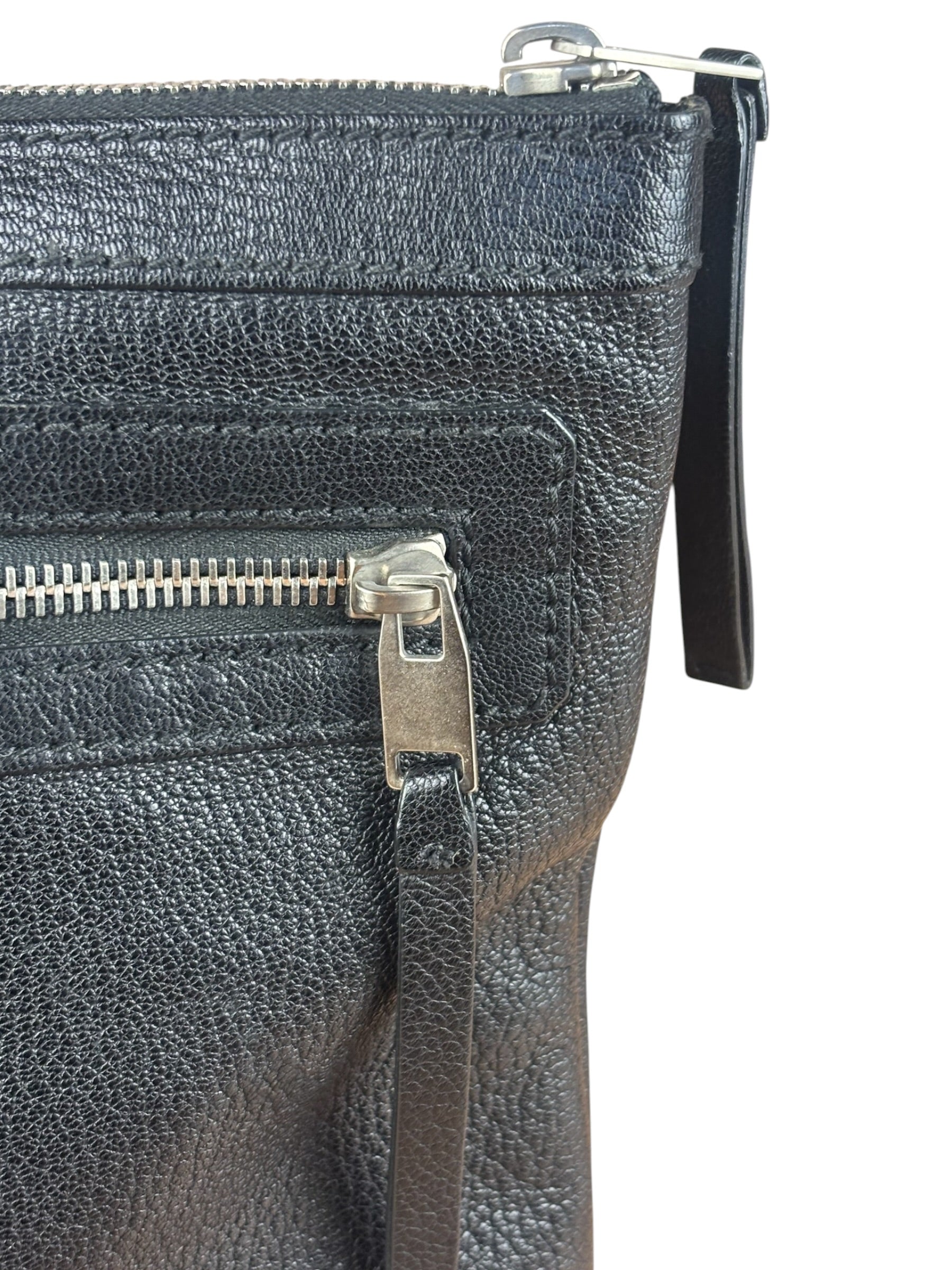 Balenciaga Black Leather Moto City Clutch Pouch