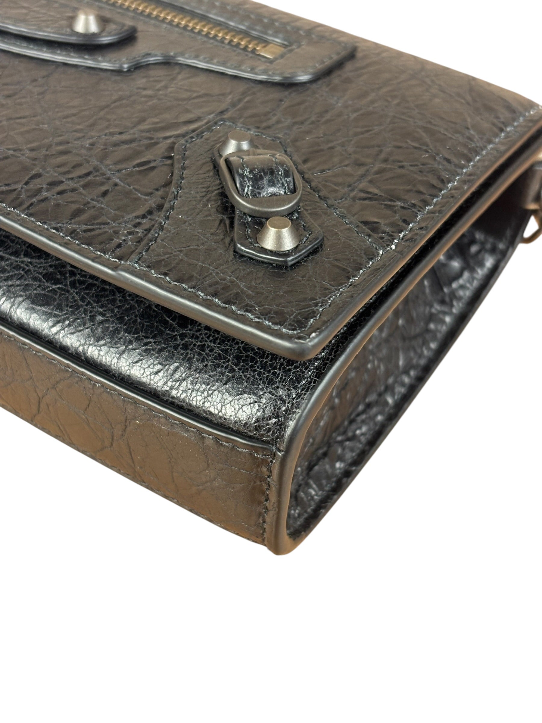 Balenciaga Black Croc Embossed Le City Clutch/Wallet