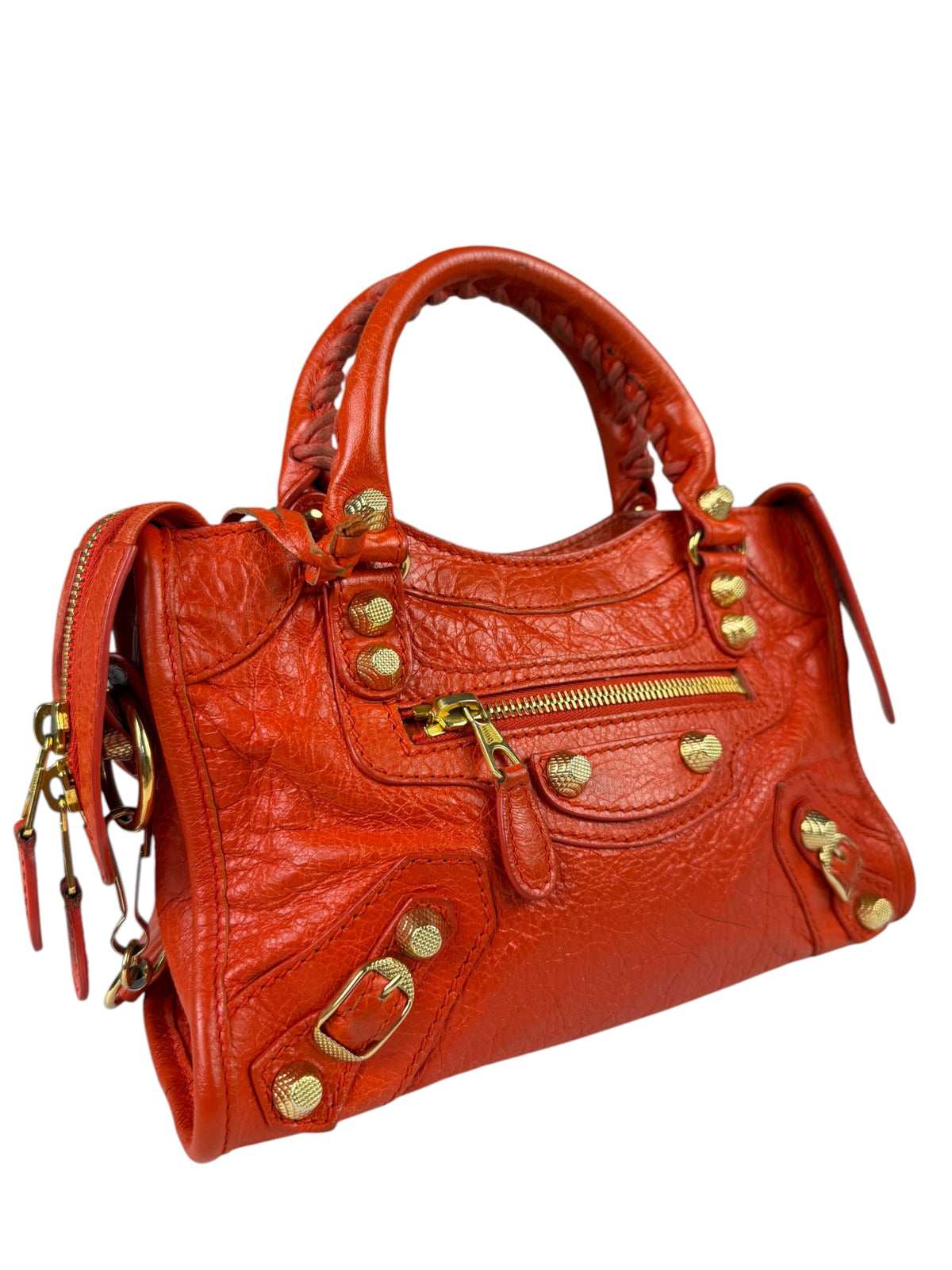 Balenciaga Red Leather Mini City Bag