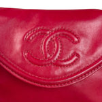 Chanel Vintage Red CC Leather Chain Belt Bag 90s