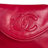 Chanel Vintage Red CC Leather Chain Belt Bag 90s
