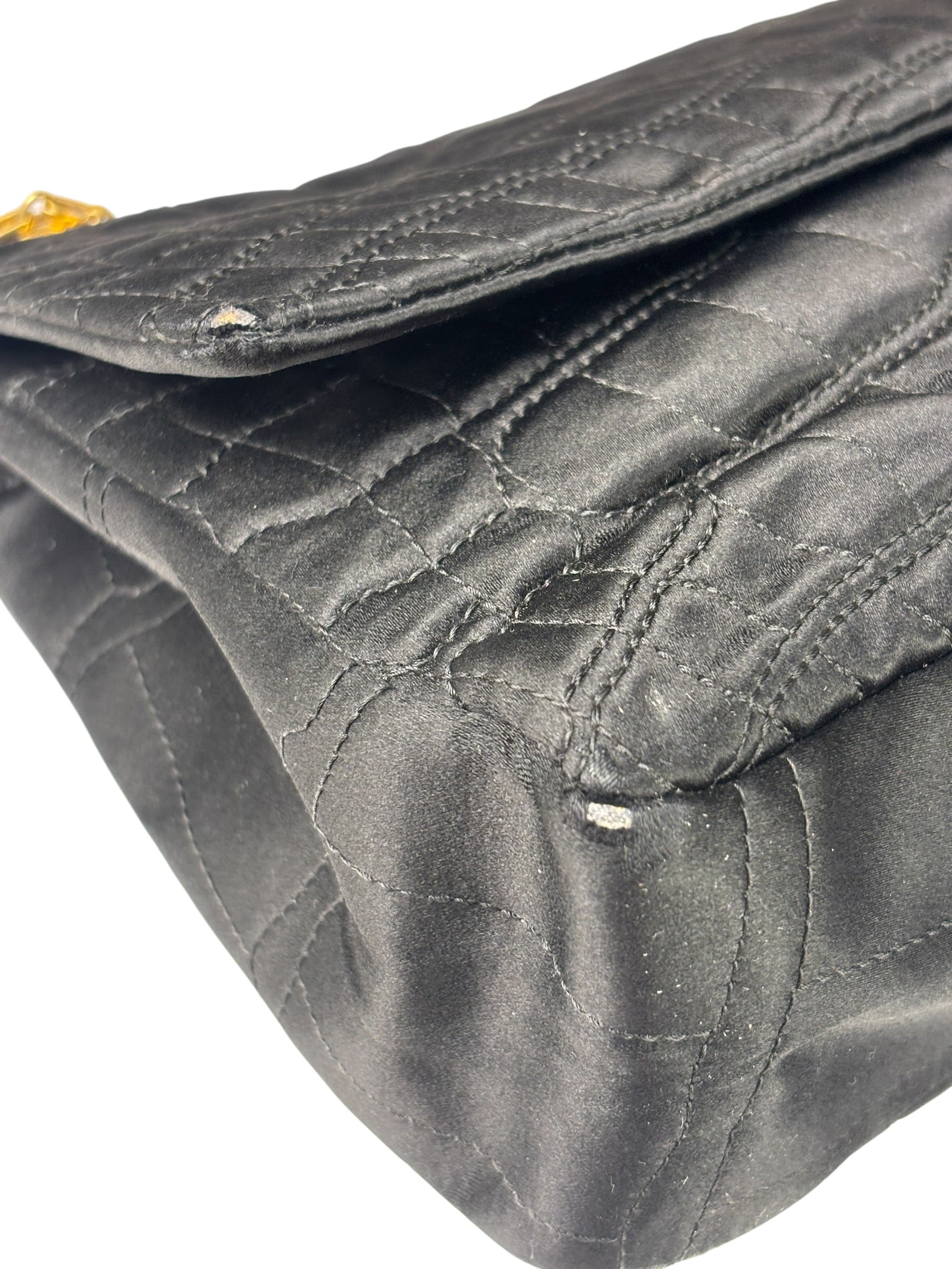 Chanel Black Matelasse Silk Double Flap Bag 2006