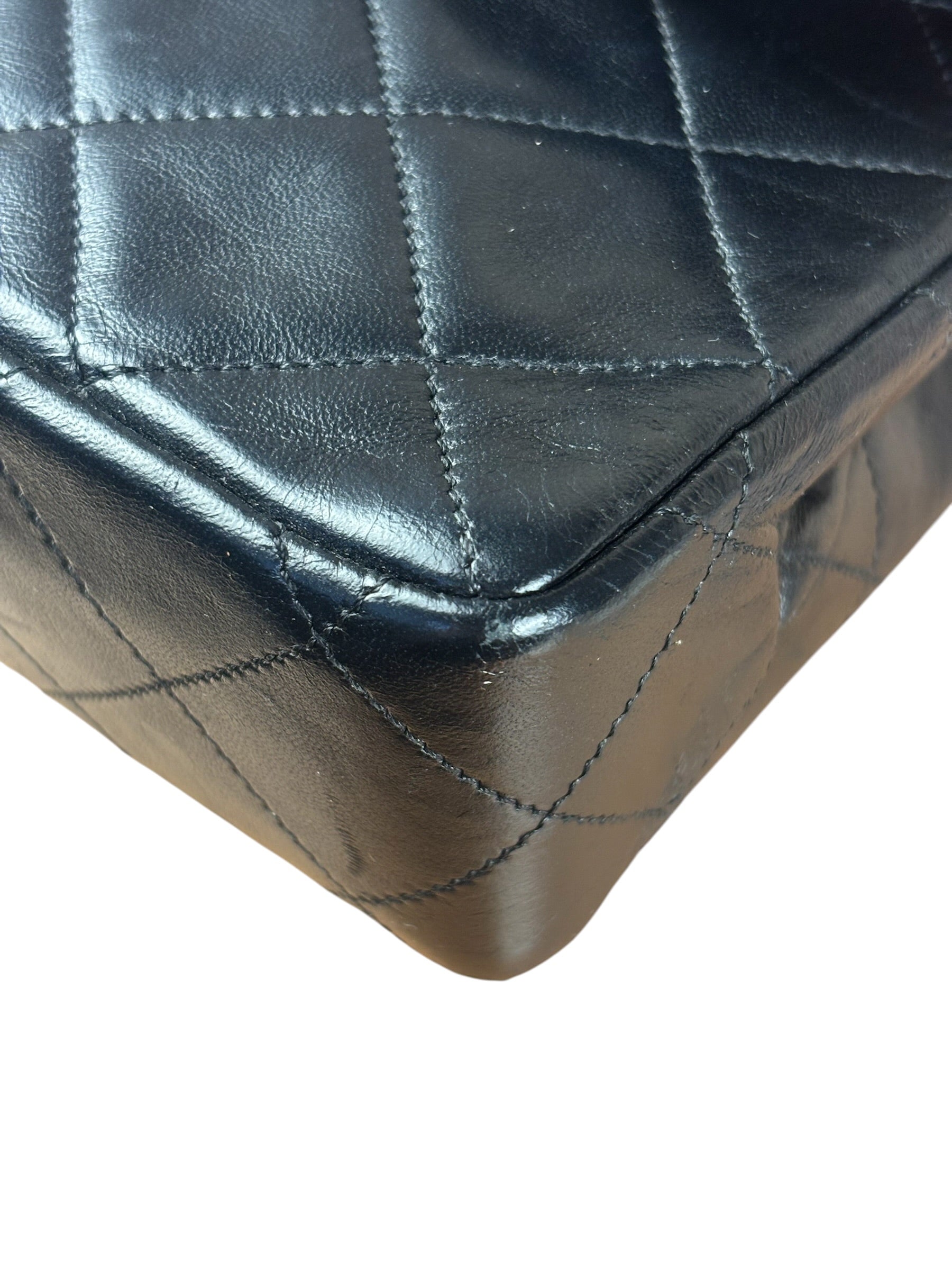 Chanel Black Quilted Two-Toned CC Double Flap Bag 90s