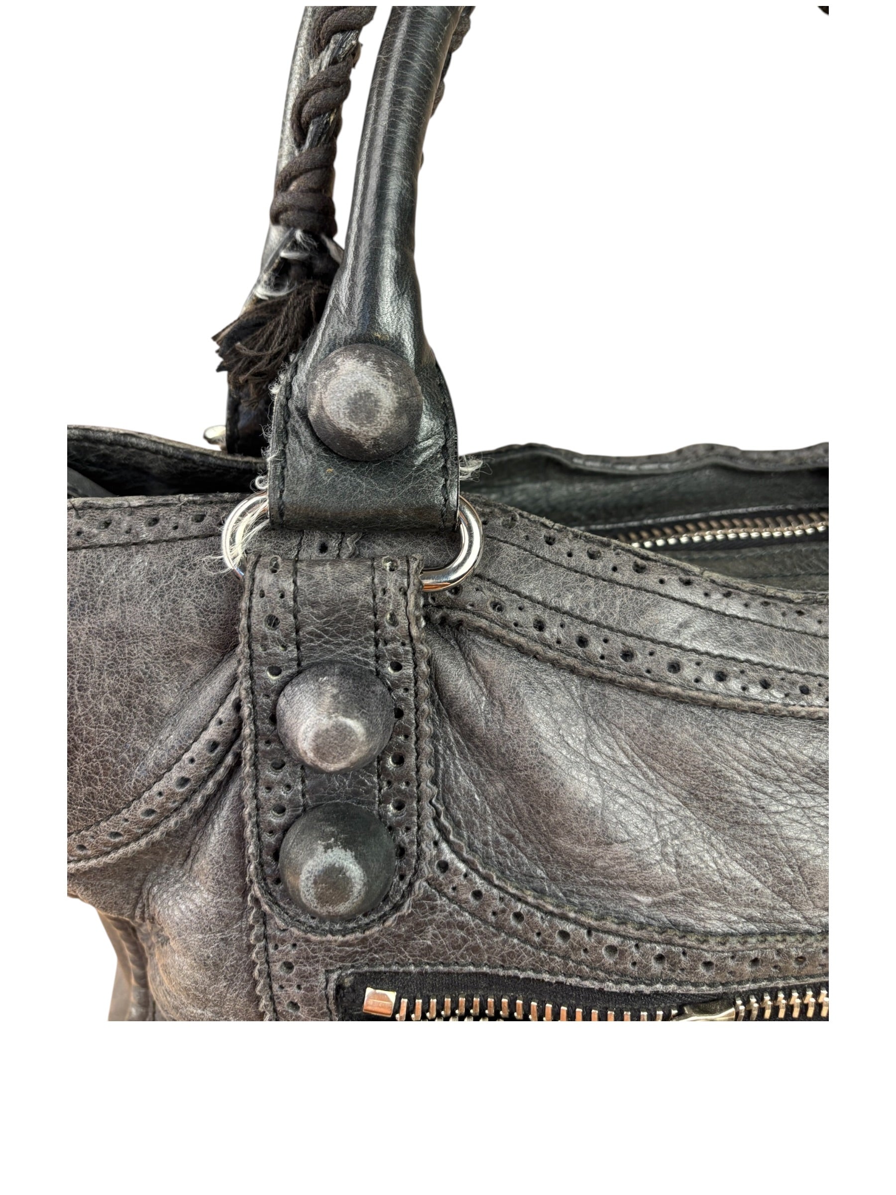 Balenciaga Dark Grey Covered Brogues City Bag