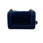 Chanel Blue Velvet Quilted Mini Boy Bag 2012