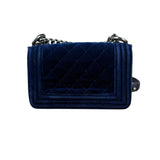 Chanel Blue Velvet Quilted Mini Boy Bag 2012