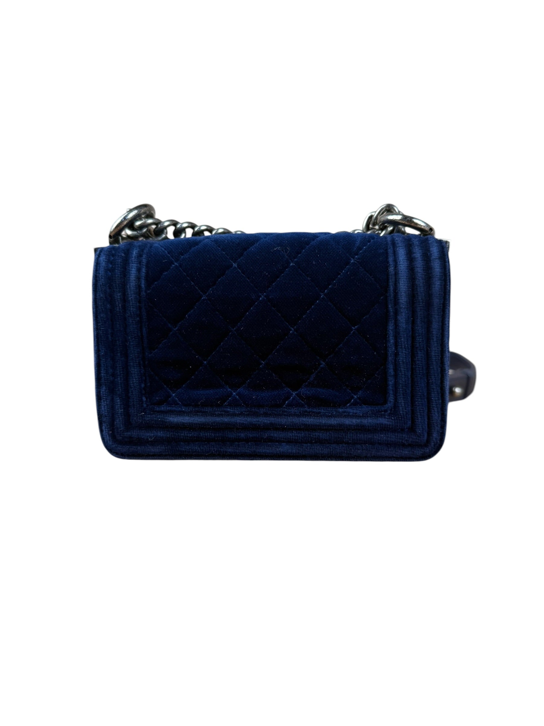 Chanel Blue Velvet Quilted Mini Boy Bag 2012