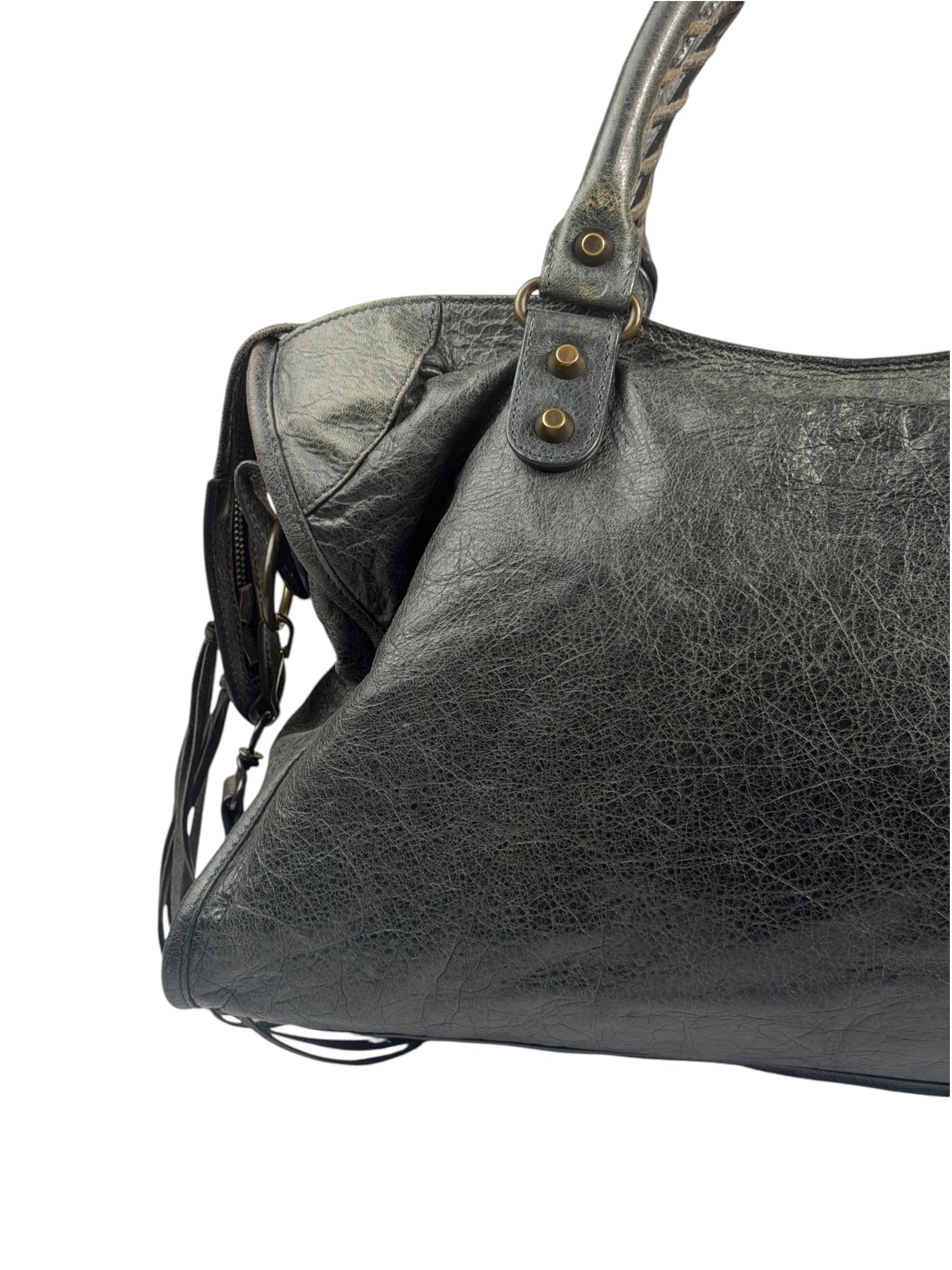 Balenciaga Grey Leather Medium Le City Shoulder Bag