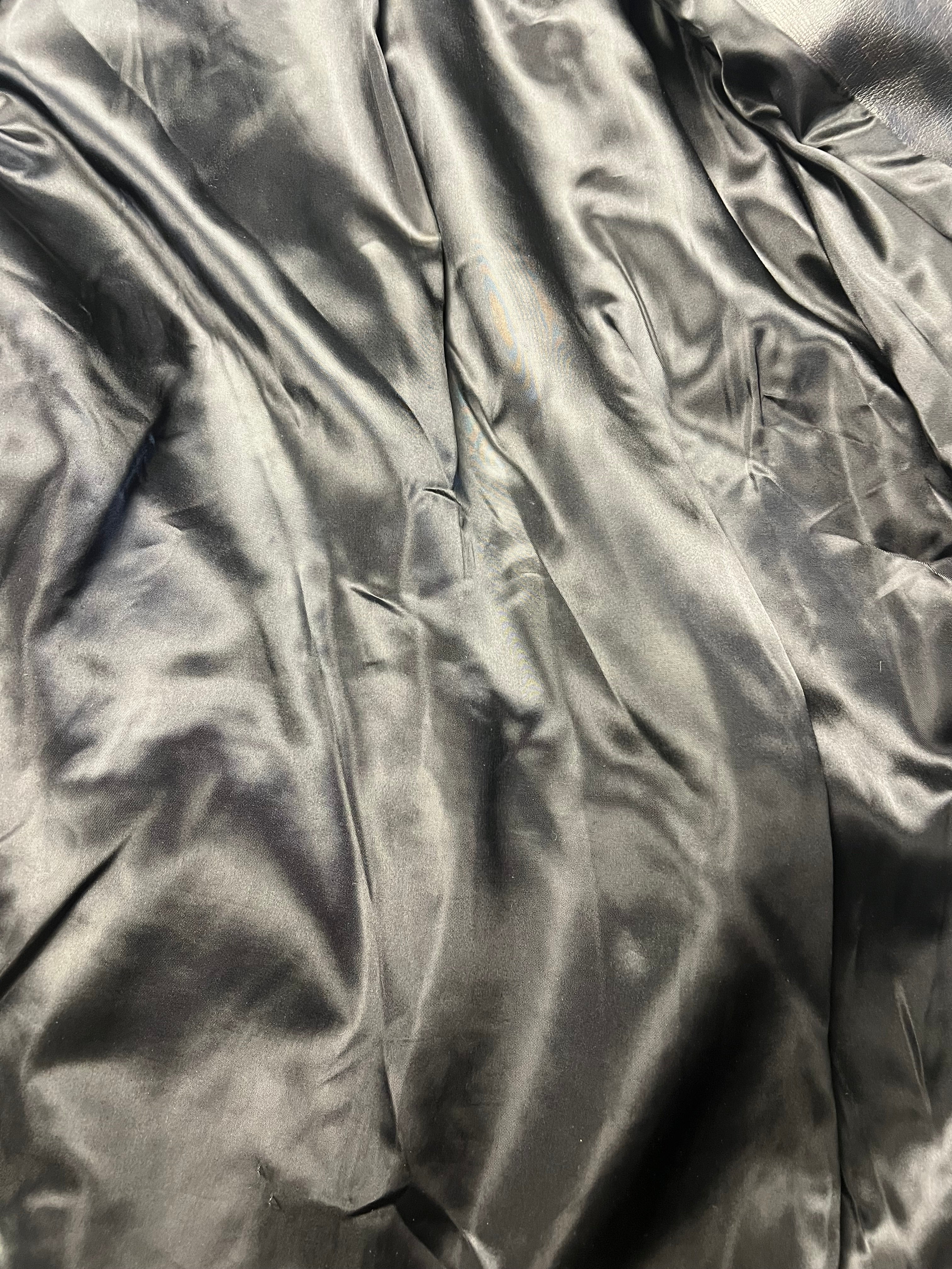 Vintage Leather Striped Long Coat