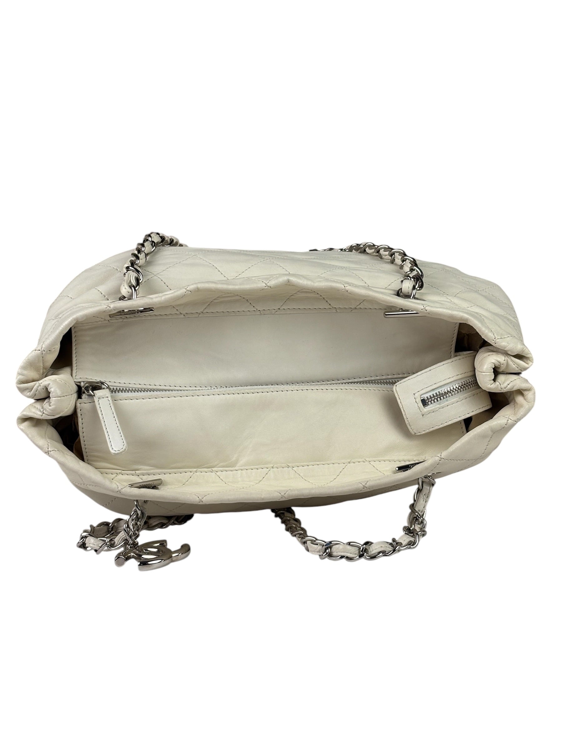 Chanel White Quilted Leather Gabrielle Shopping Tote 2010