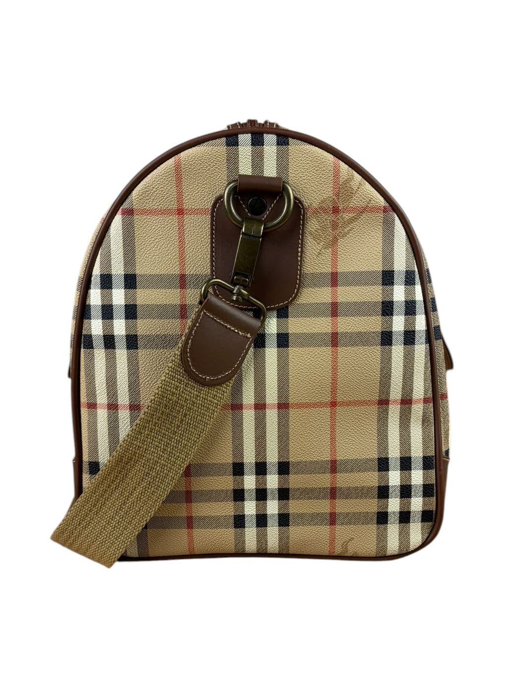 Burberry Beige/Brown Leather Haymarket House Check Boston Two-Way Bag