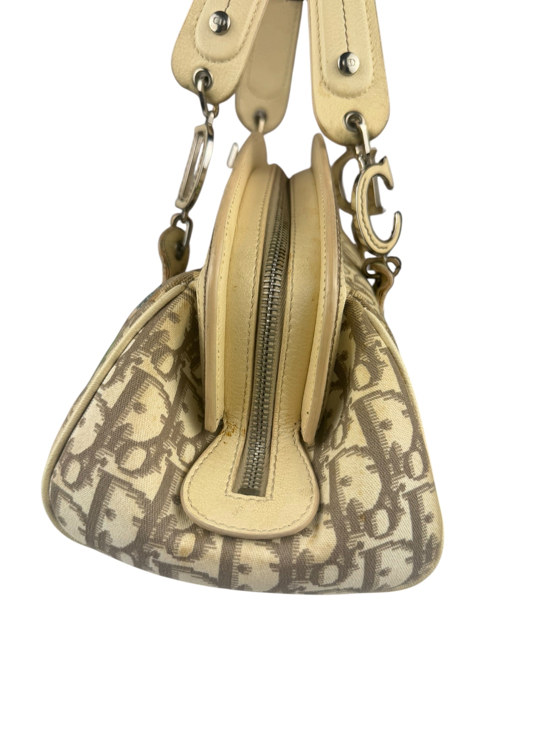 Christian Dior Vintage Monogram Flower Frame Satchel Hand Bag