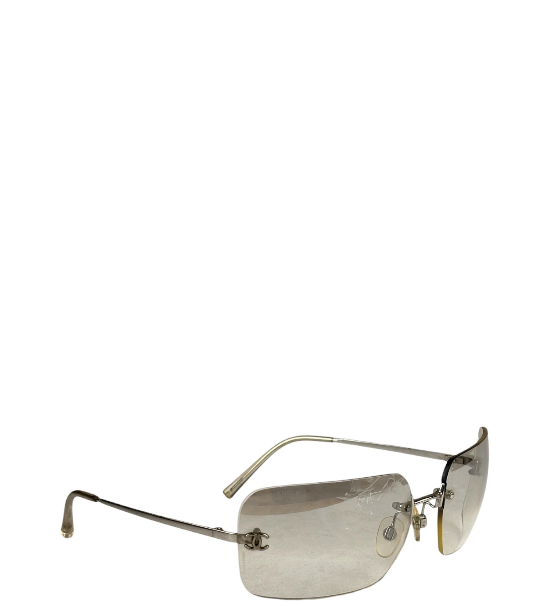 Chanel Y2k Silver Rimless 4017-D Sunglasses