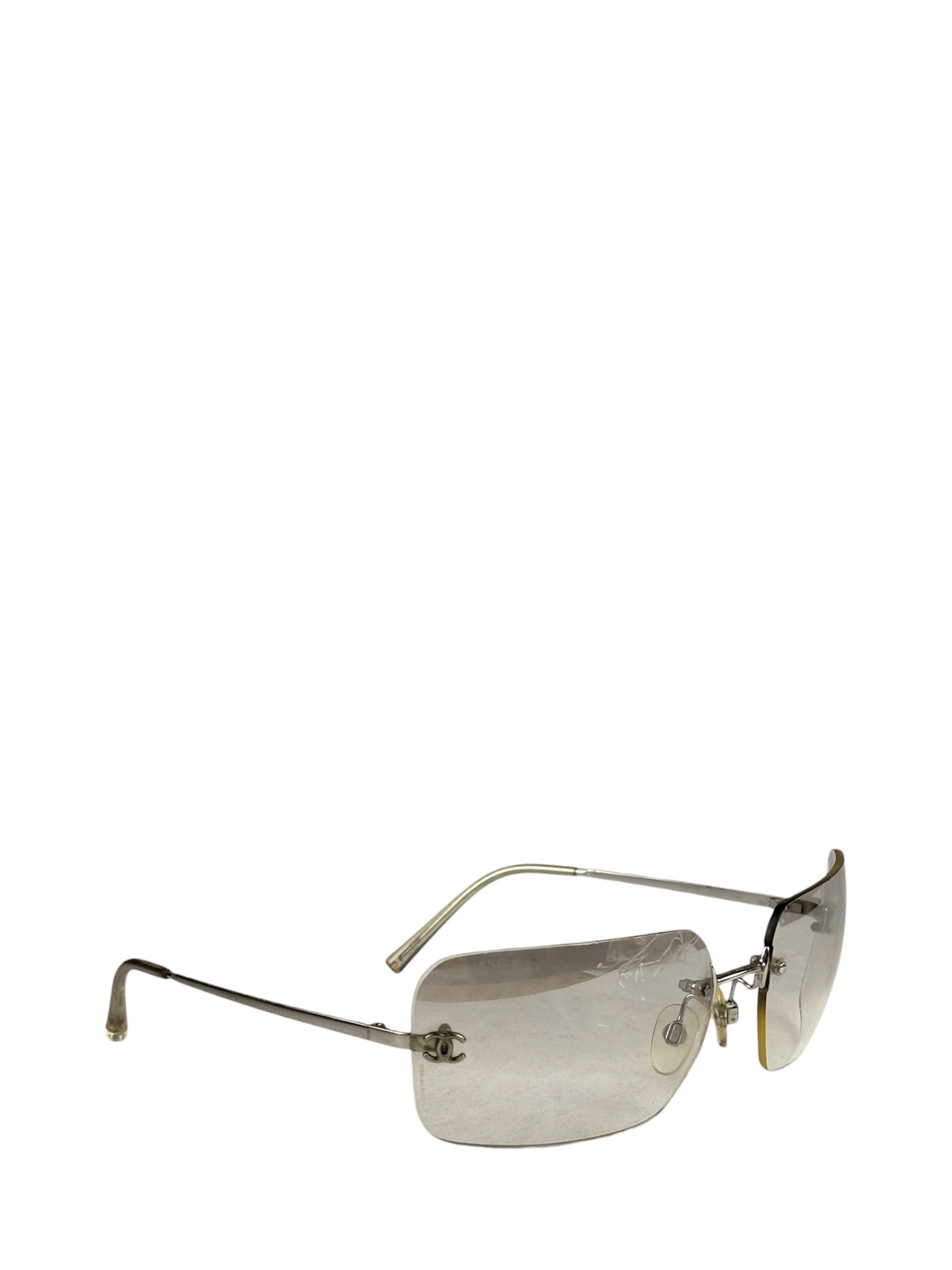 Chanel Y2k Silver Rimless 4017-D Sunglasses
