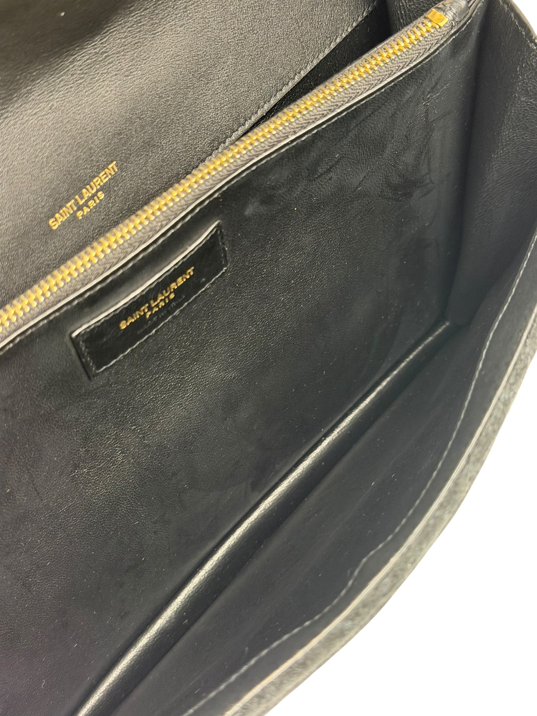 YSL Bicolor Quilted-Suede Shearling Gaby Shoulder Bag