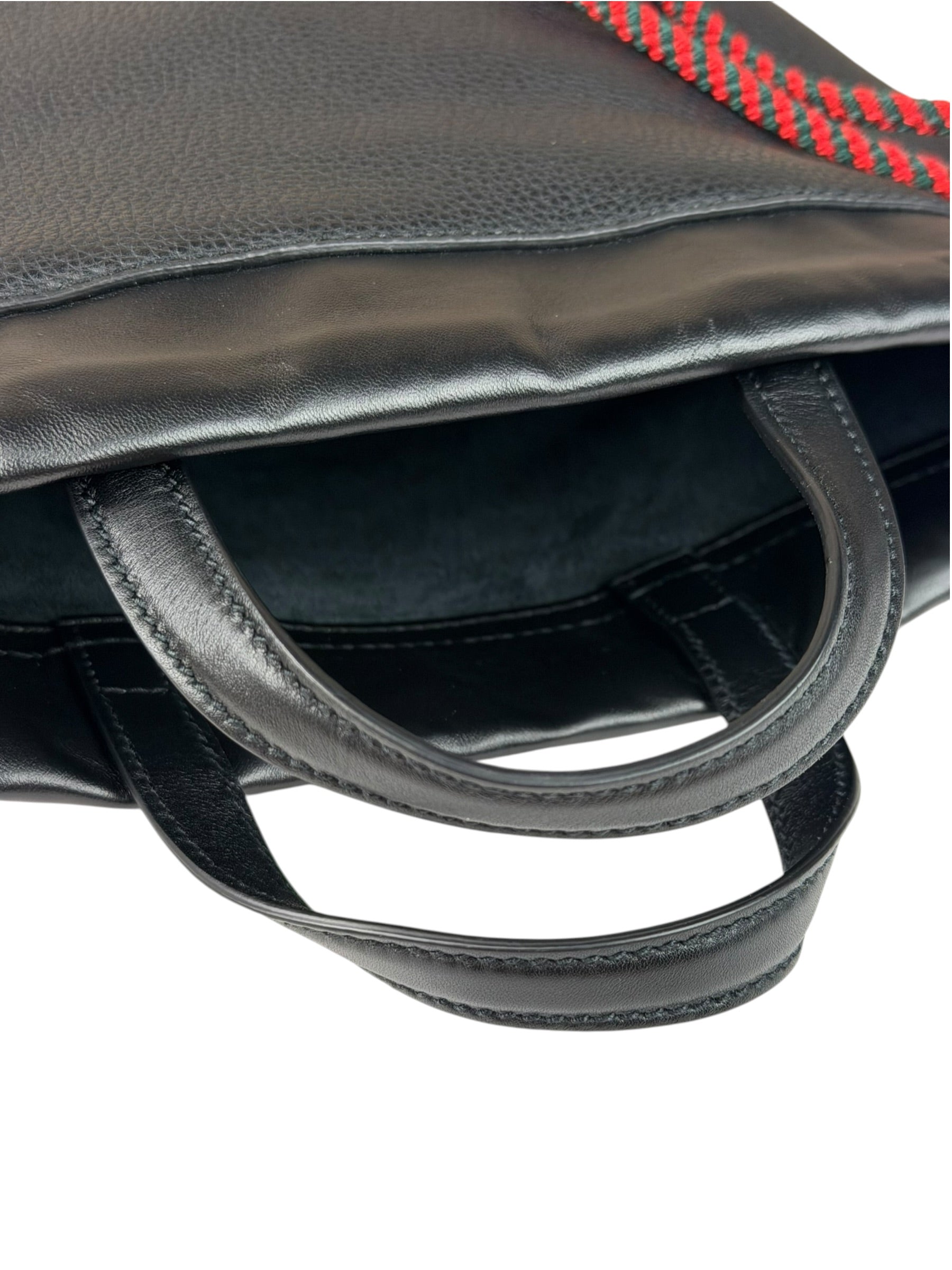 Gucci Black Leather Drawstring Backpack
