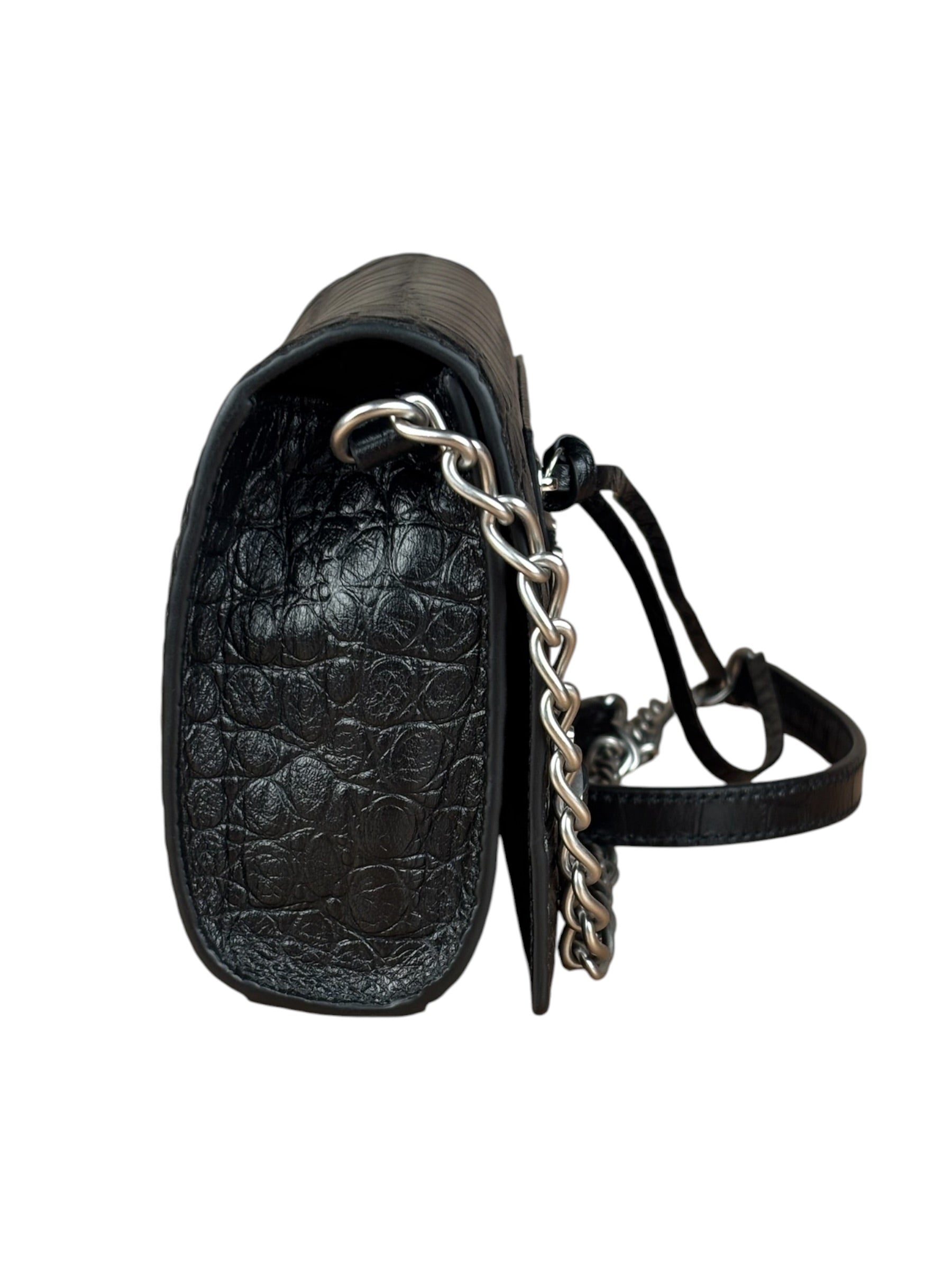 Balenciaga Black Croc Embossed Le City Clutch