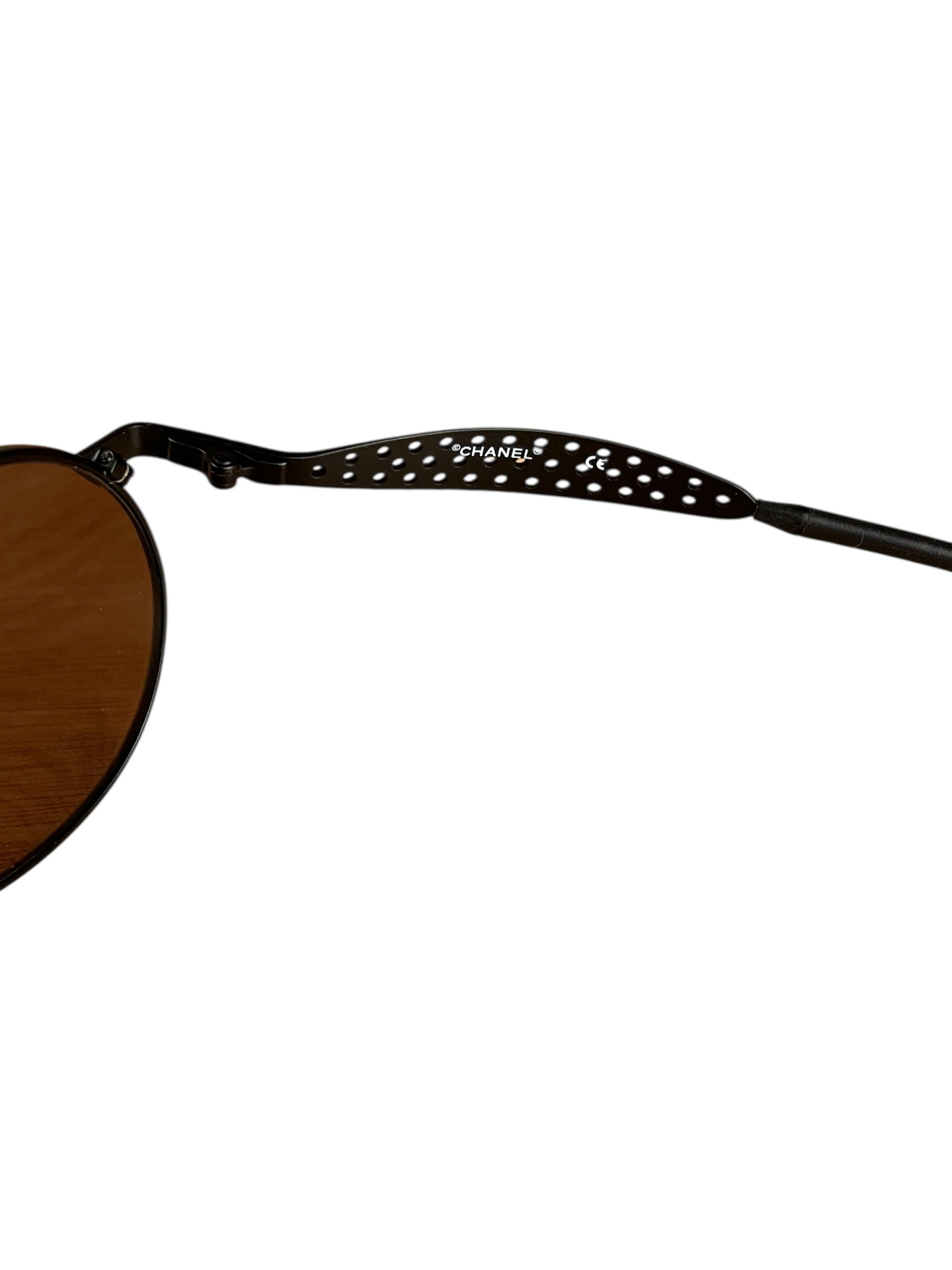 Chanel Steampunk Oval Gold Logo Sunglasses