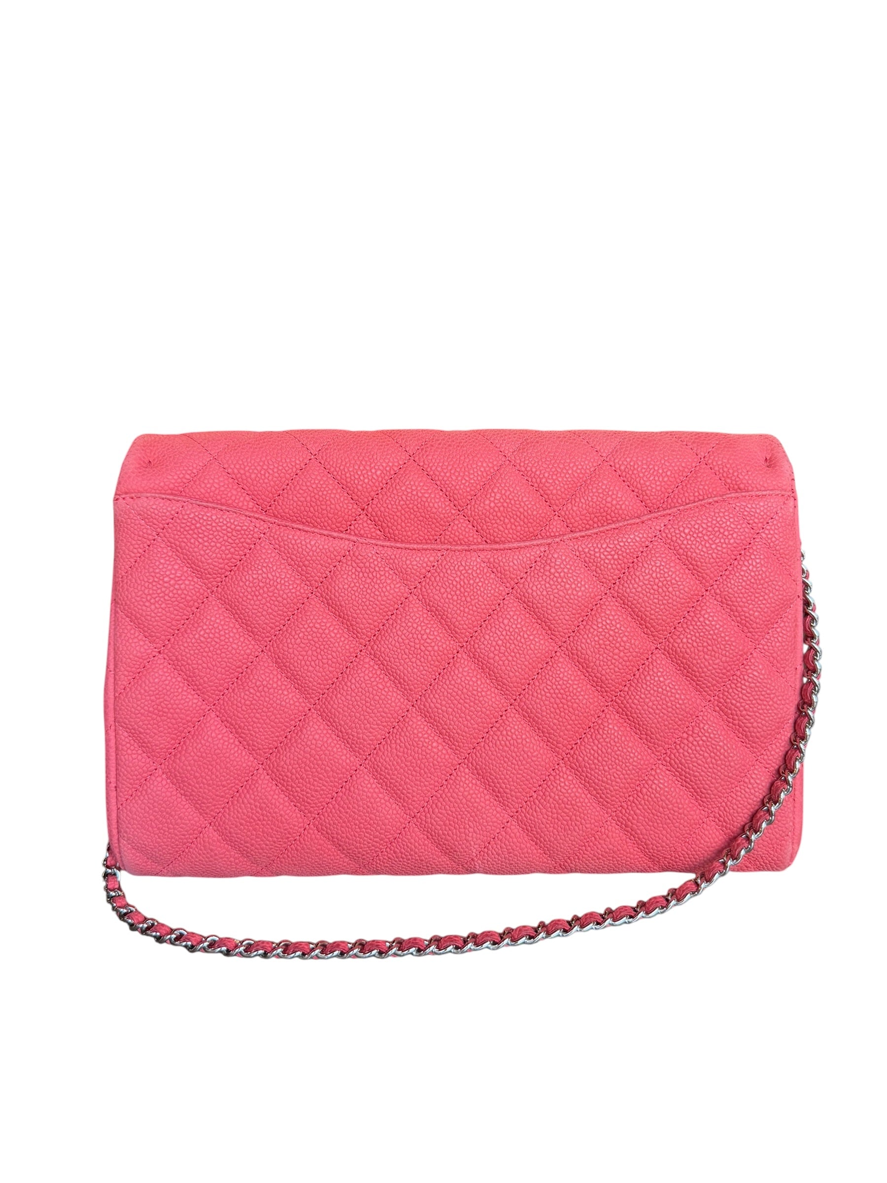 Chanel Coral Pink Matte Quilted Caviar Flap Shoulder Bag 2012