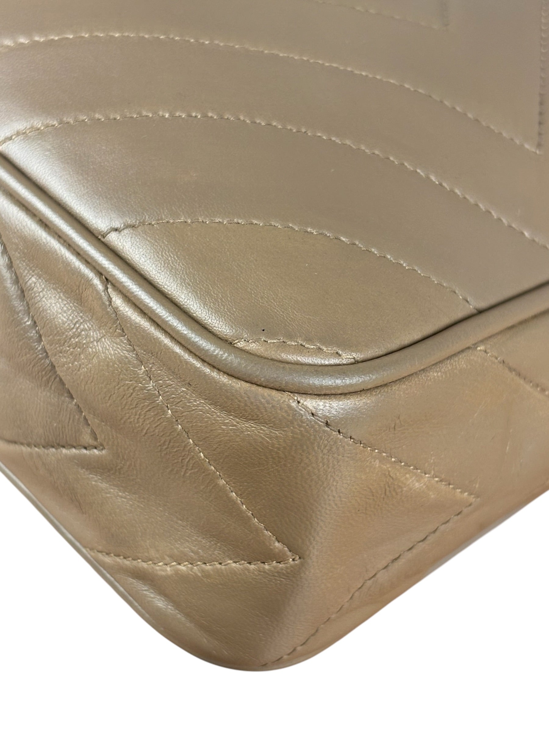 Chanel Tan Beige Chevron Leather Camera Case