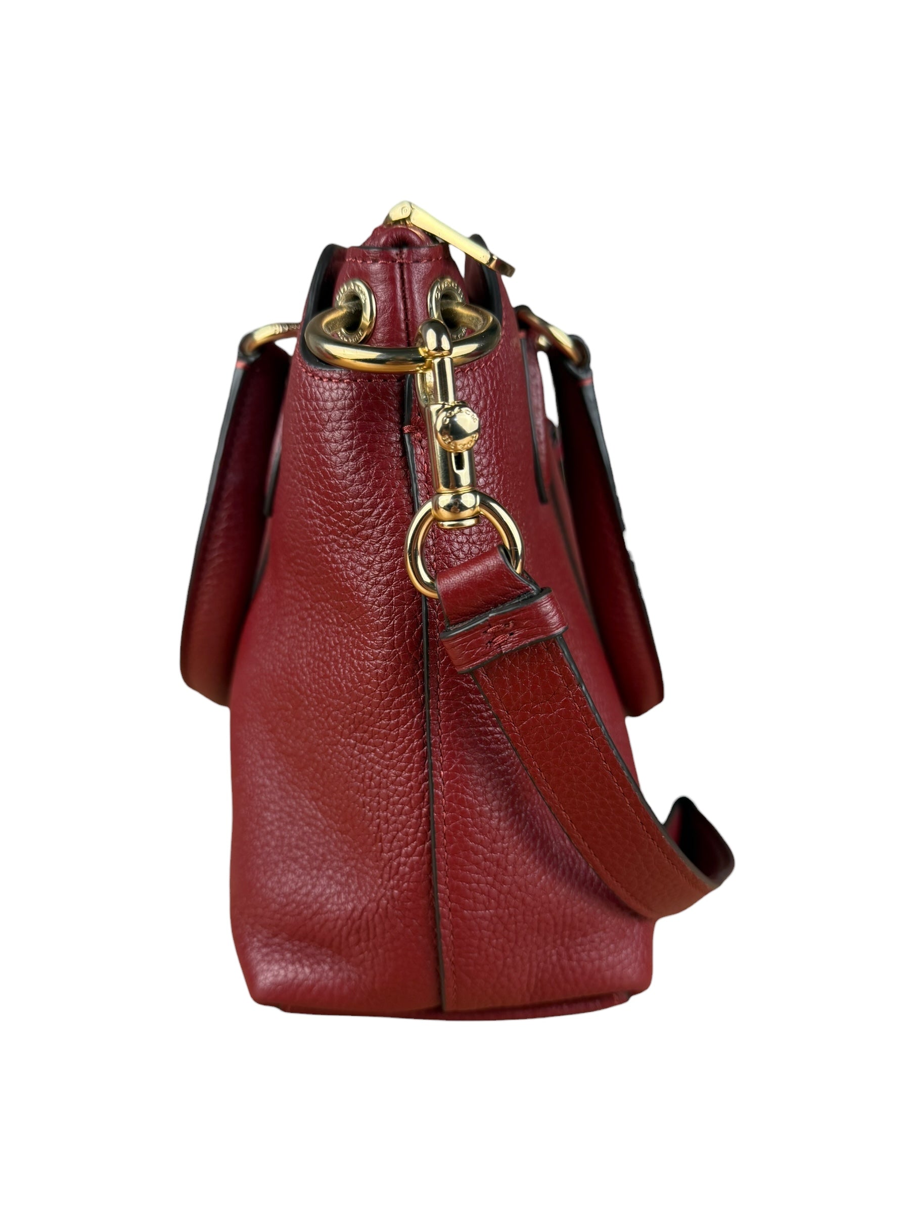 Coach Maroon Pebbled Leather Remi 2Way Bag