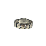 Gucci Sterling Silver & Blue Enamel Interlocking G Chain Link Ring