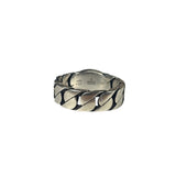 Gucci Sterling Silver & Blue Enamel Interlocking G Chain Link Ring
