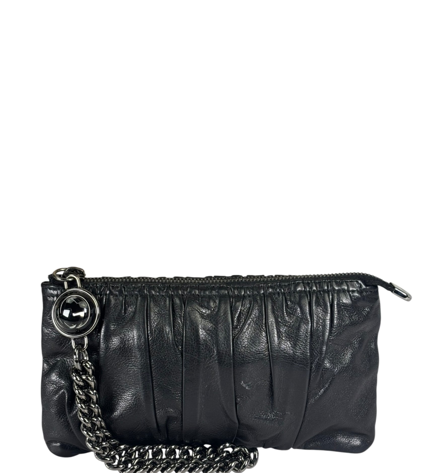 Gucci Black Leather Galaxy Wristlet Clutch