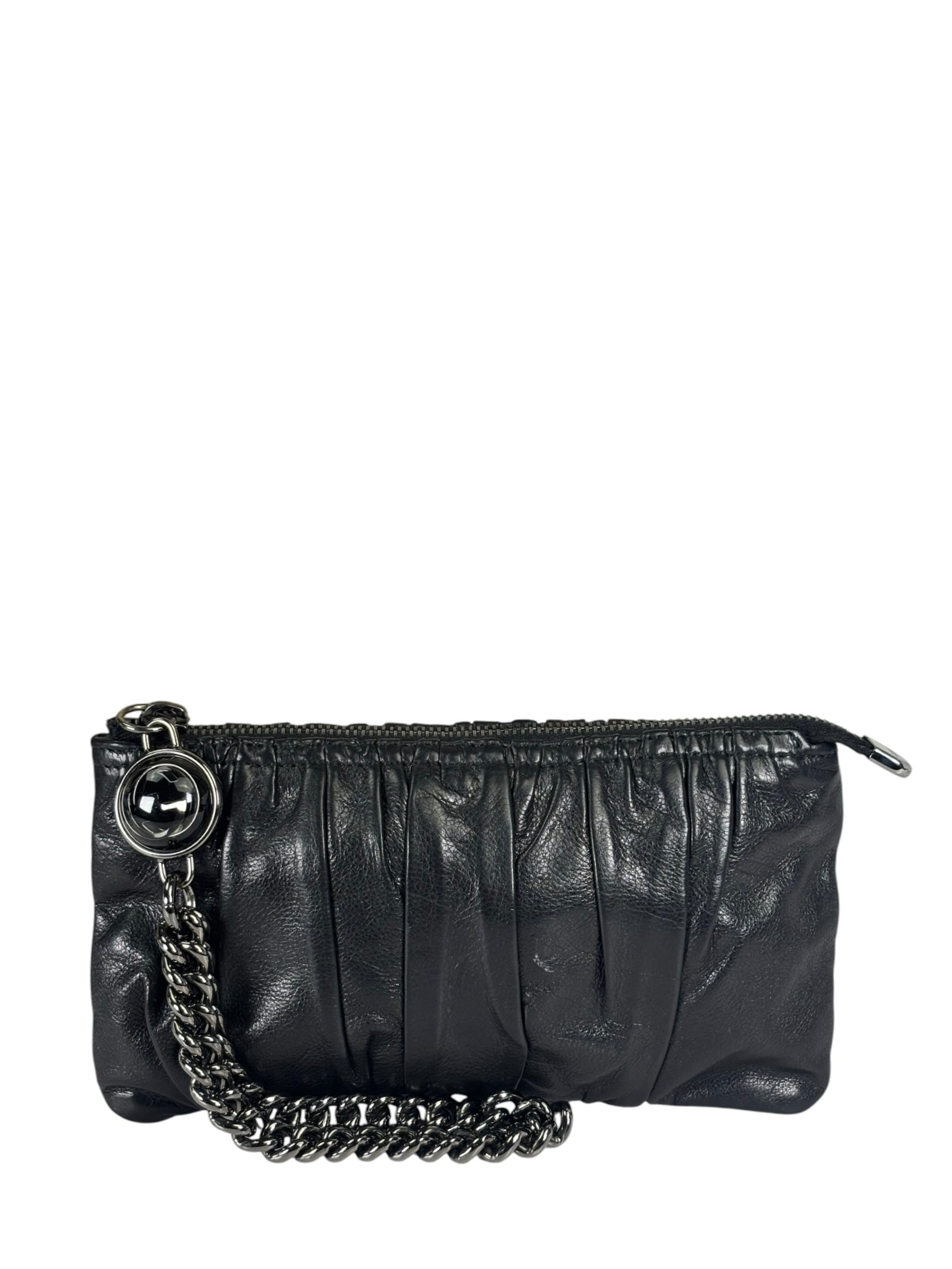 Gucci Black Leather Galaxy Wristlet Clutch