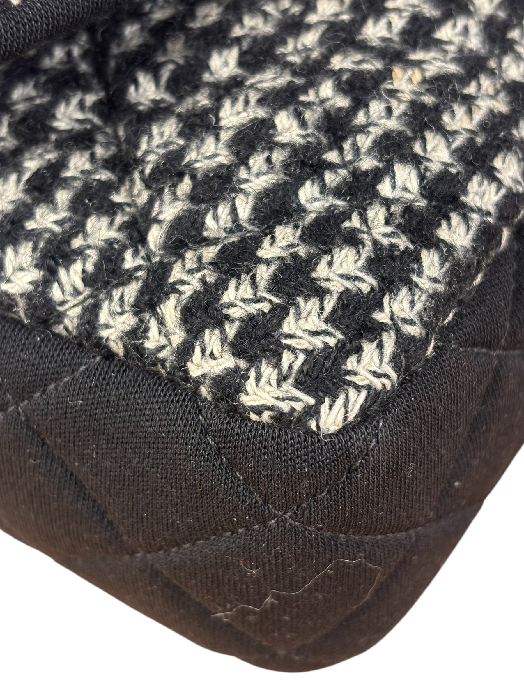 Chanel Black CC Quilted Jersey and Tweed Chain Flap Bag 2014
