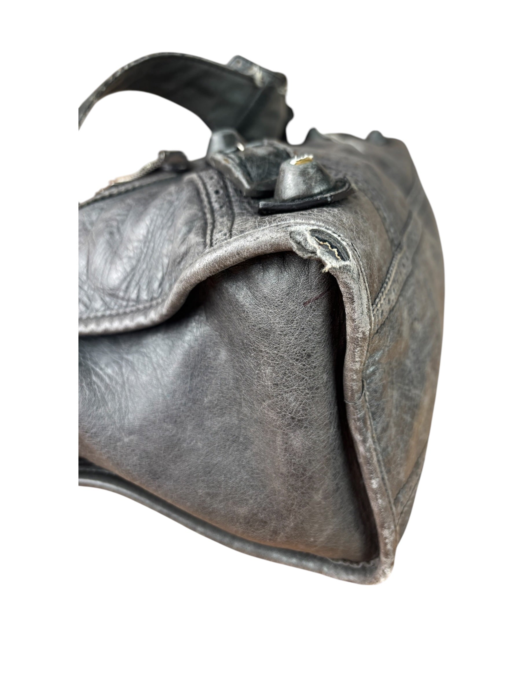 Balenciaga Dark Grey Covered Brogues City Bag