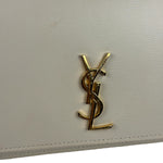 YSL Beige Leather Cassandre Flap Phone Holder