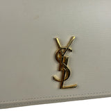 YSL Beige Leather Cassandre Flap Phone Holder