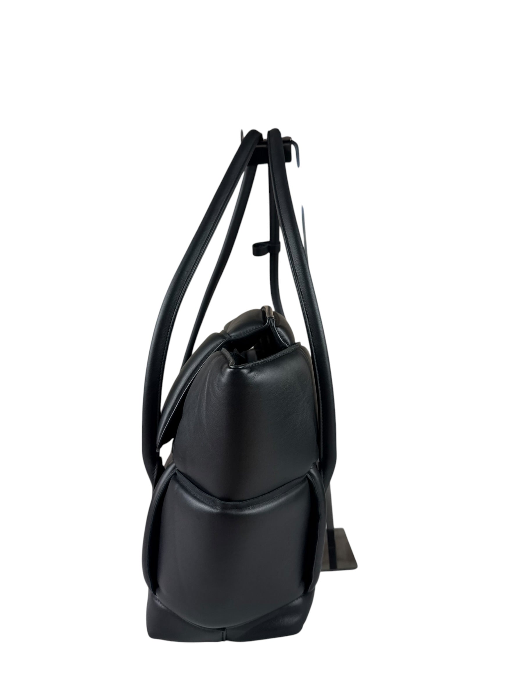 Bottega Veneta Black Nappa Leather Maxi Intrecciato Padded Large Arco Shoulder Bag