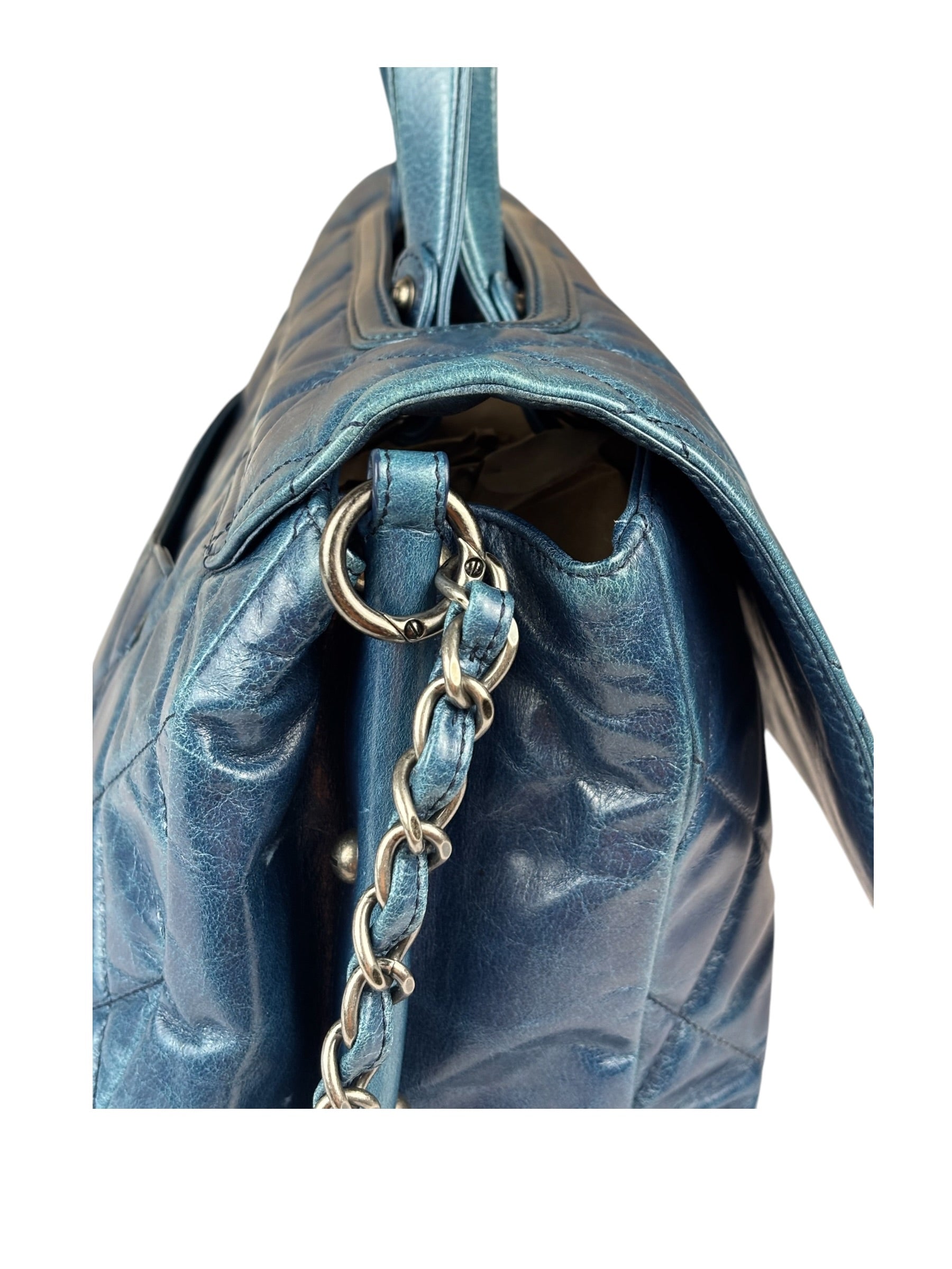Chanel Blue Quilted Calfskin Large Convertible Boy Two-Way Bag 2012