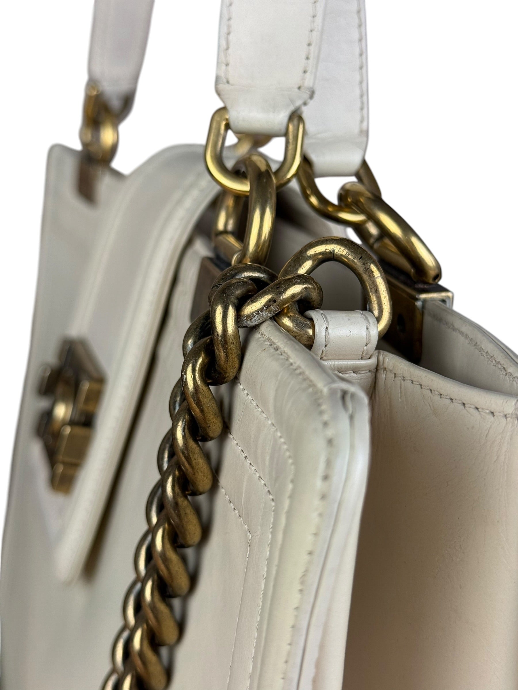 Chanel Ivory Leather Large Jetsetter Boy 2Way Handbag 2011