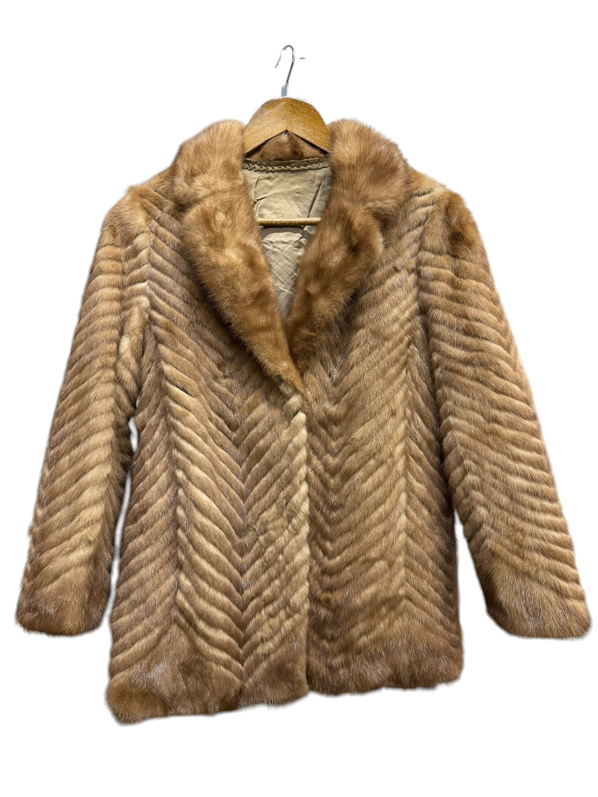 Vintage Brown Chevron Mink Fur Coat