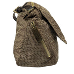 Fendi Brown Leather Trim Zucca Mamma Forever Baguette