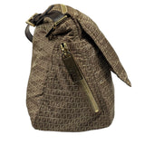 Fendi Brown Leather Trim Zucca Mamma Forever Baguette