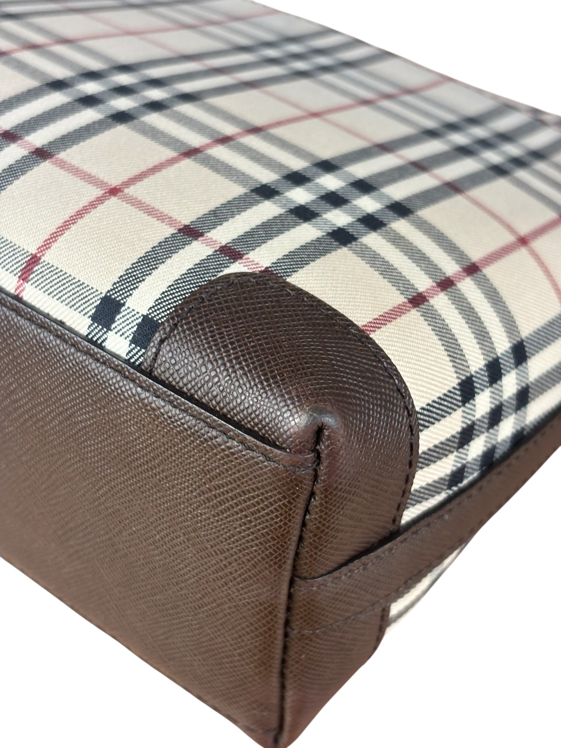 Burberry Vintage Leather Trim House Check Crossbody Flap Bag