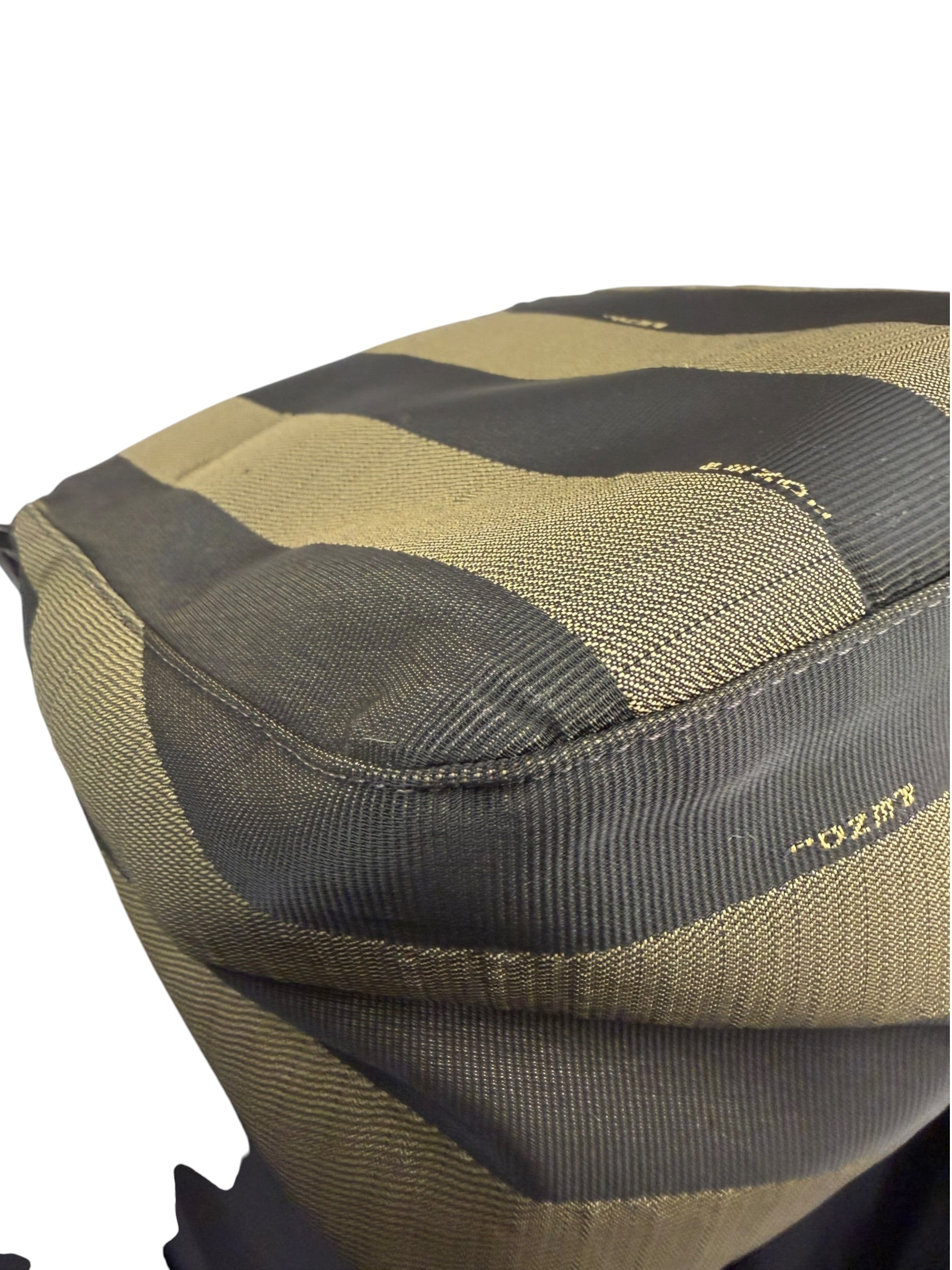 Fendi Green/Black Leather Trim Pequin Stripe Hobo Bag