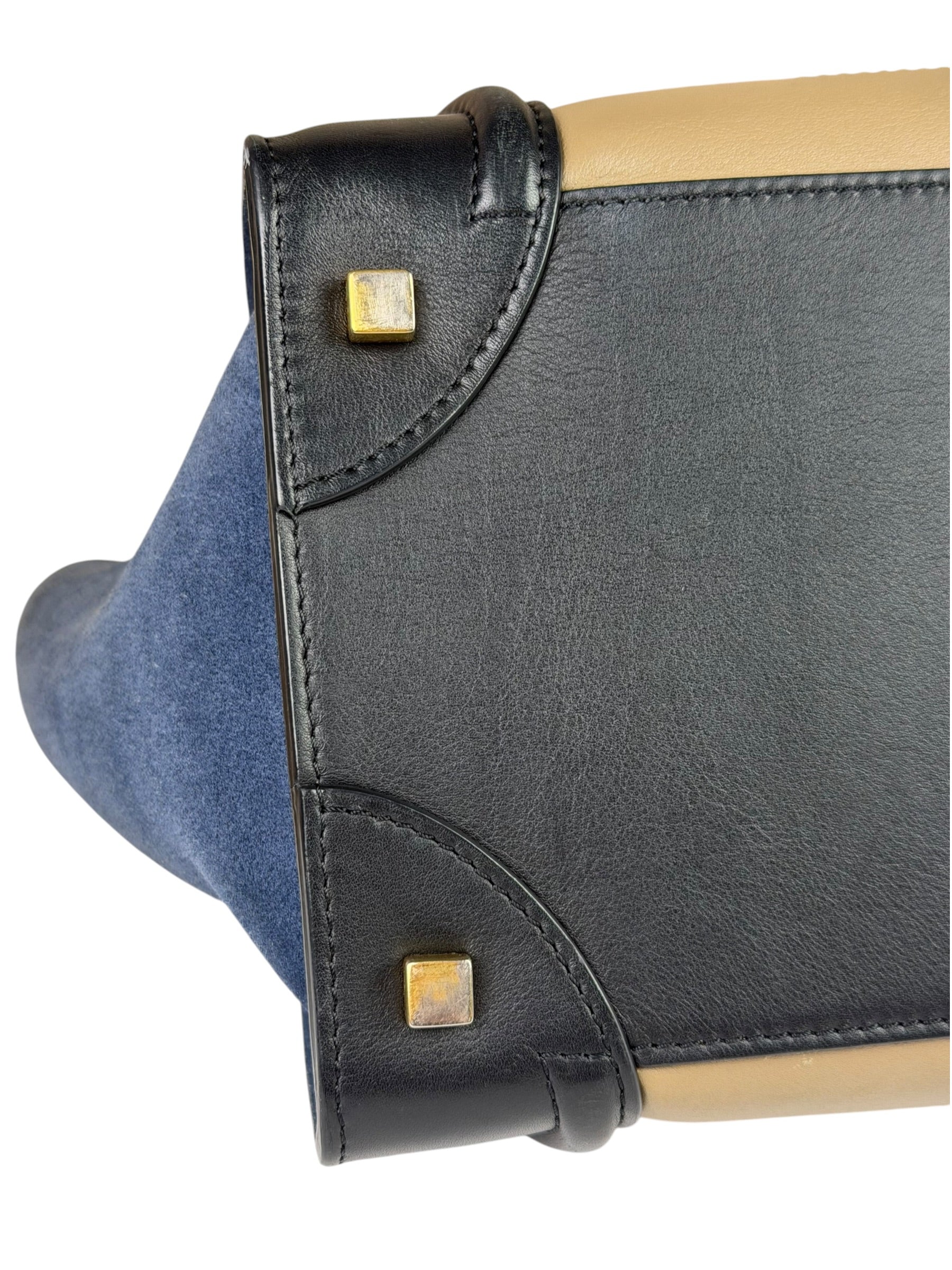 Celine Calfskin Leather/Suede Tri-Color Luggage Tote Bag