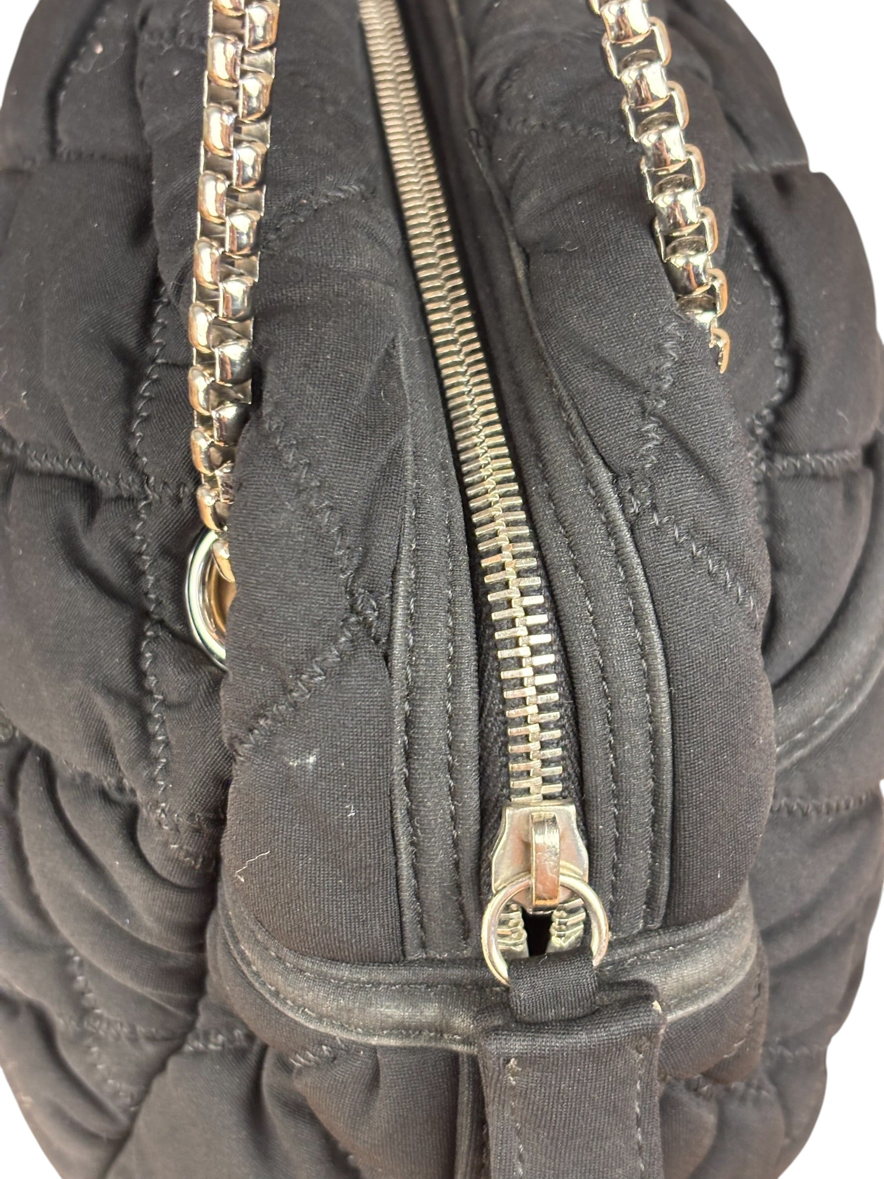 Chanel Black Quilted Satin Chain Shoulder Bag 2008