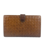 Bottega Veneta Vintage Brown Leather Woven Intrecciato Wallet