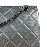 Chanel Metallic Silver Leather Reissue Double Flap Shoulder Bag 2.55 2005